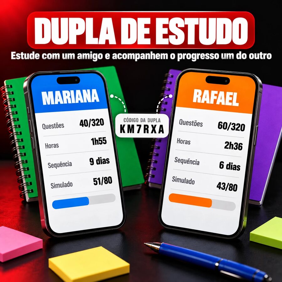 Dupla de estudo: estude com um amigo e acompanhem o progresso um do outro