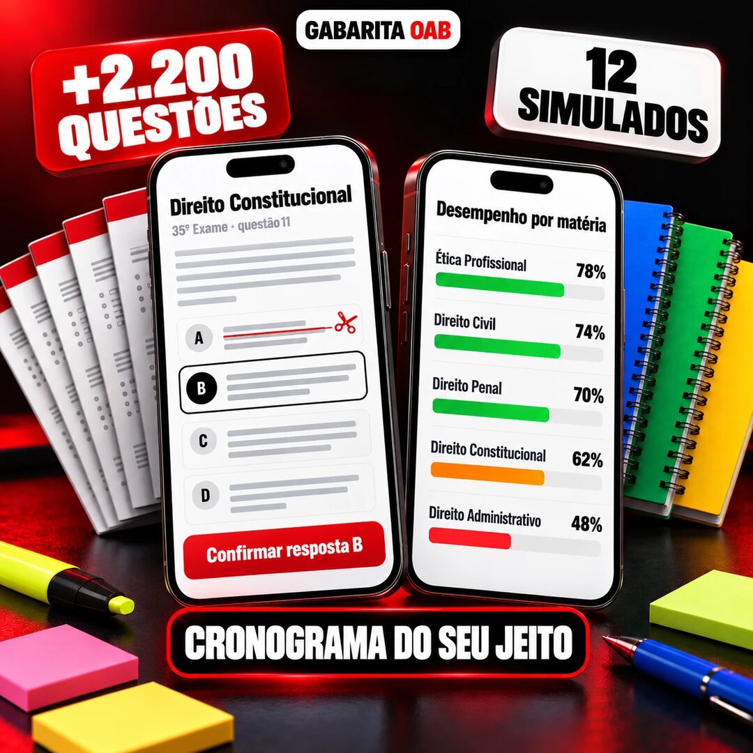 Gabarita OAB: +2.200 questões, 12 simulados e cronograma do seu jeito